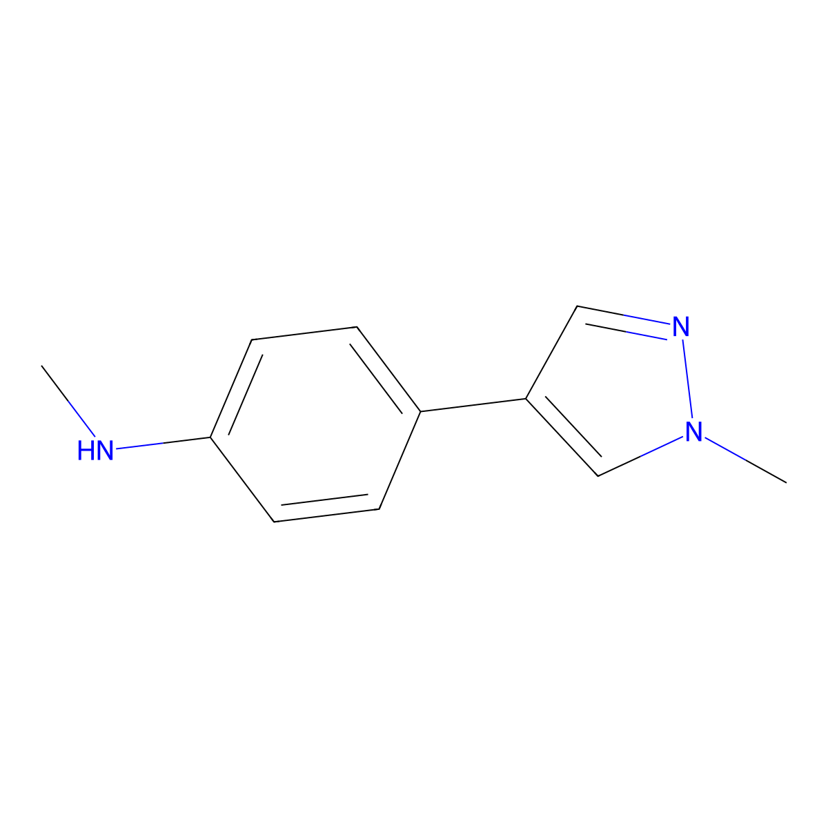 N-Methyl-4-(1-methyl-1H-pyrazol-4-yl)aniline molecular structure, CAS 1610667-11-2