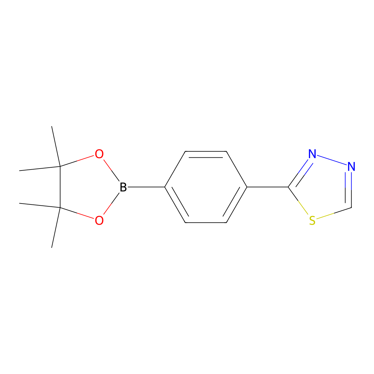 2-[4-(4,4,5,5-Tetramethyl-1,3,2-dioxaborolan-2-yl)phenyl]-1,3,4-thiadiazole molecular structure, CAS 1610667-24-7