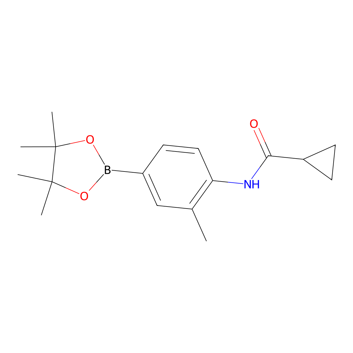 N-[2-methyl-4-(4,4,5,5-tetramethyl-1,3,2-dioxaborolan-2-yl)phenyl]cyclopropanecarboxamide molecular structure, CAS 1610679-32-7