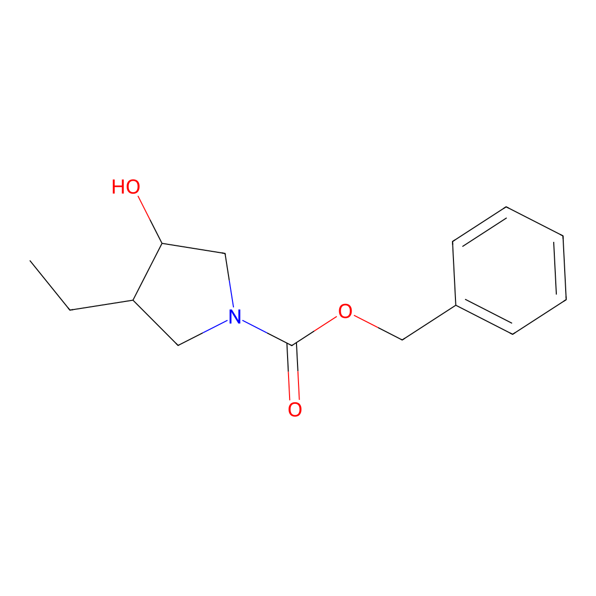 Benzyl 3-ethyl-4-hydroxypyrrolidine-1-carboxylate molecular structure, CAS 1610714-58-3