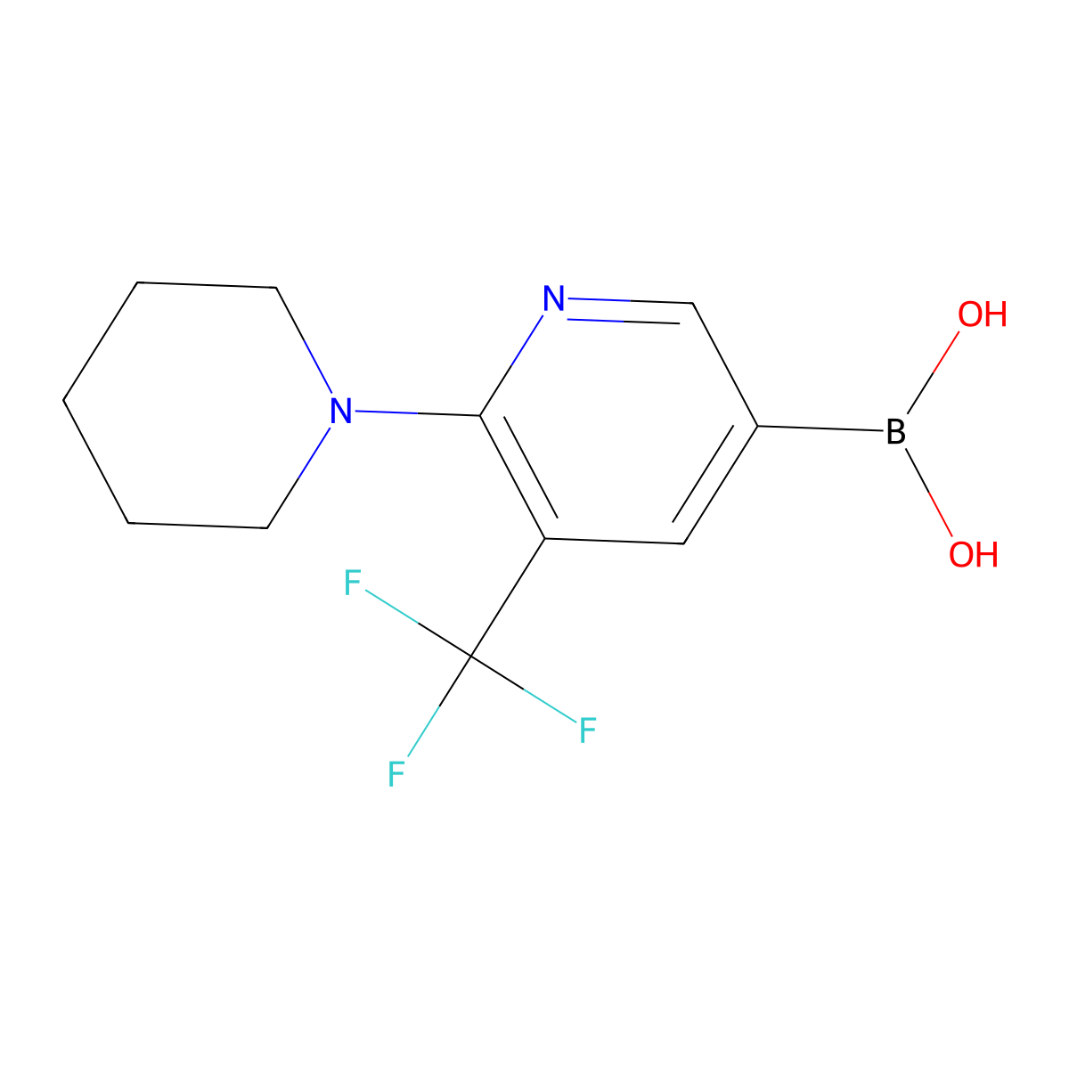(6-(Piperidin-1-yl)-5-(trifluoromethyl)pyridin-3-yl)boronic acid molecular structure, CAS 1610733-89-5