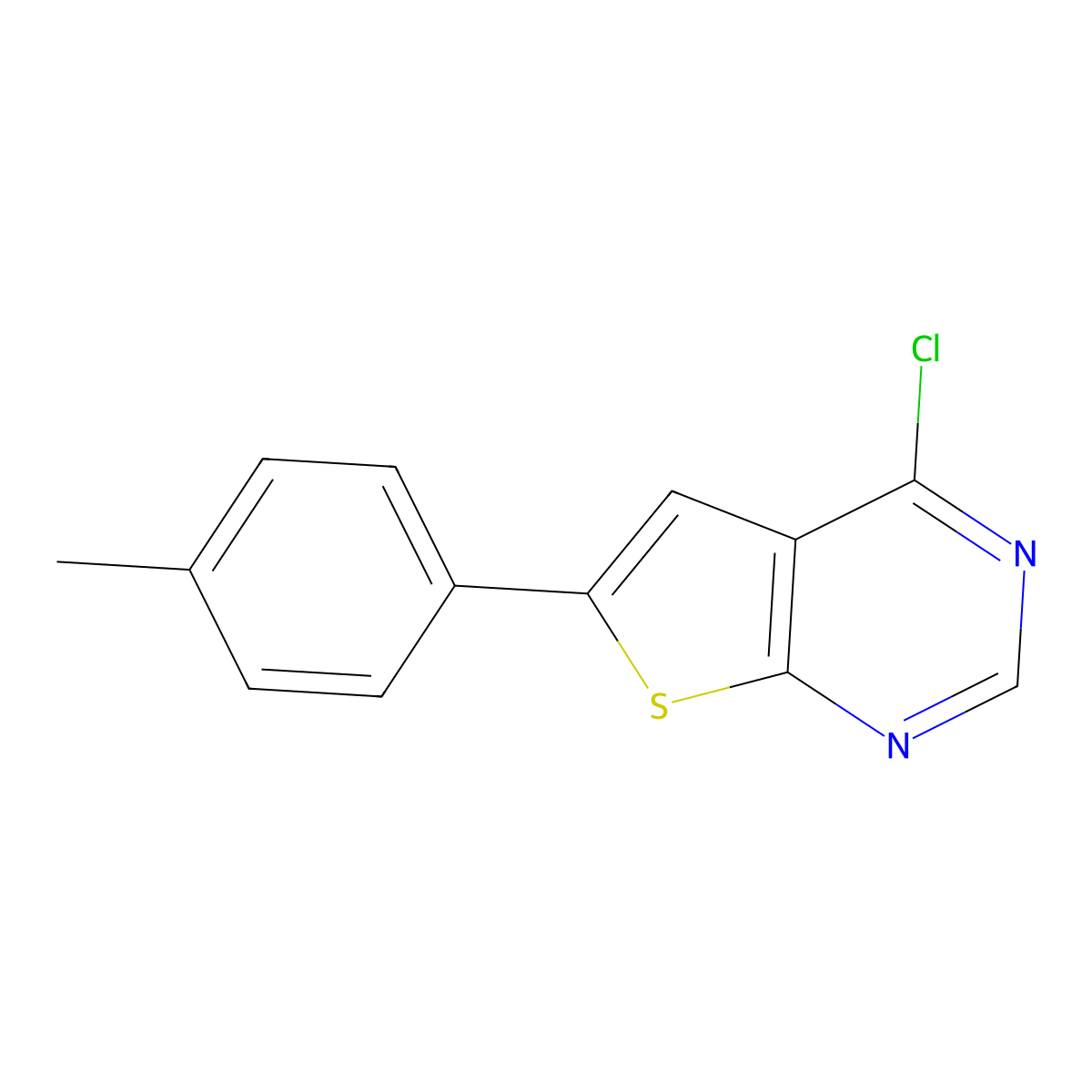 4-Chloro-6-(p-tolyl)thieno[2,3-d]pyrimidine molecular structure, CAS 1610772-26-3