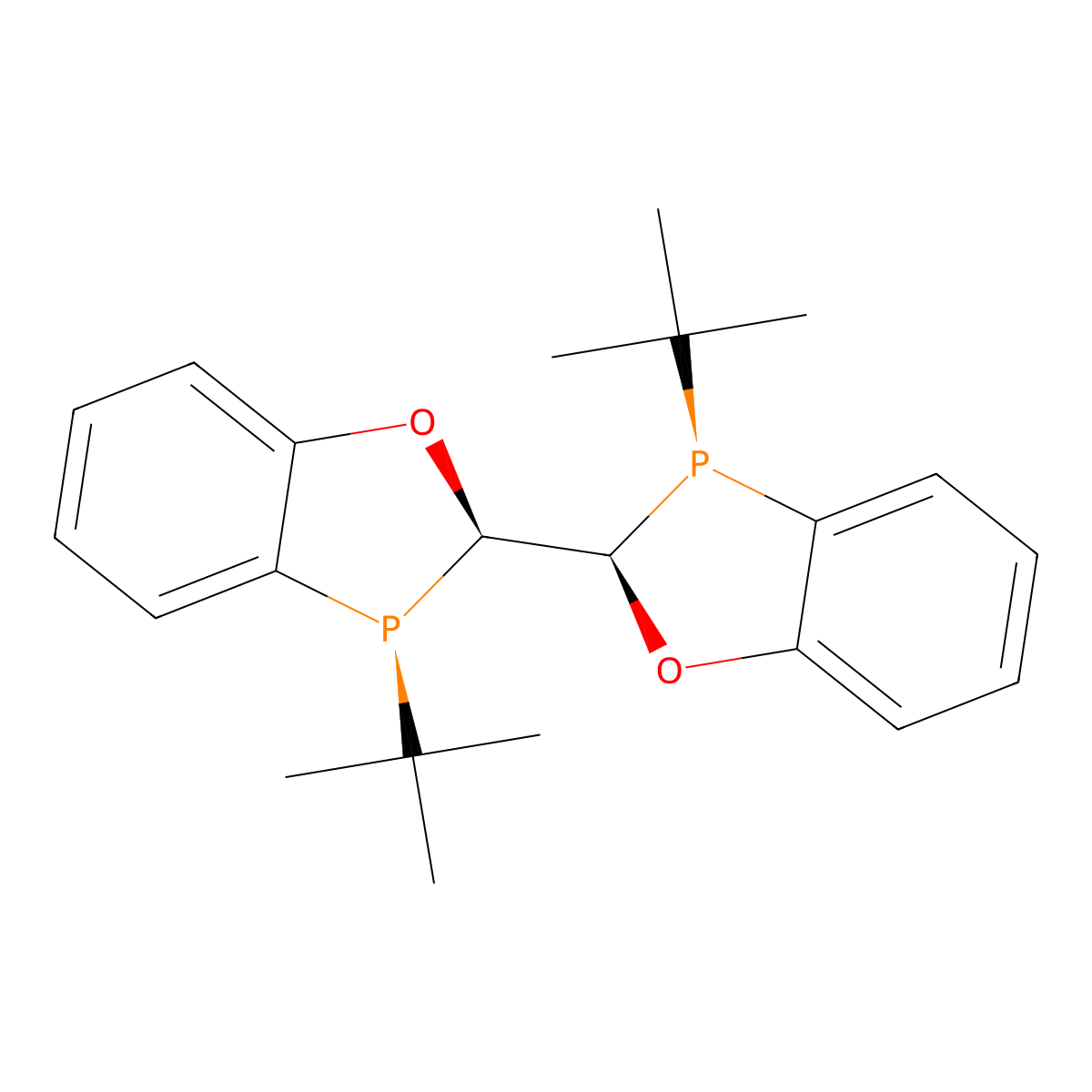 (2R,2'R,3R,3'R)-3,3'-Di-tert-butyl-2,2',3,3'-tetrahydro-2,2'-bibenzo[d][1,3]oxaphosphole , (2R,2'R,3R,3'R)-BIBOP molecular structure, CAS 1610785-35-7