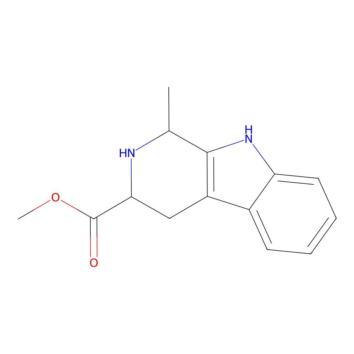 methyl 1-methyl-2,3,4,9-tetrahydro-1H-pyrido[3,4-b]indole-3-carboxylate molecular structure, CAS 16108-10-4