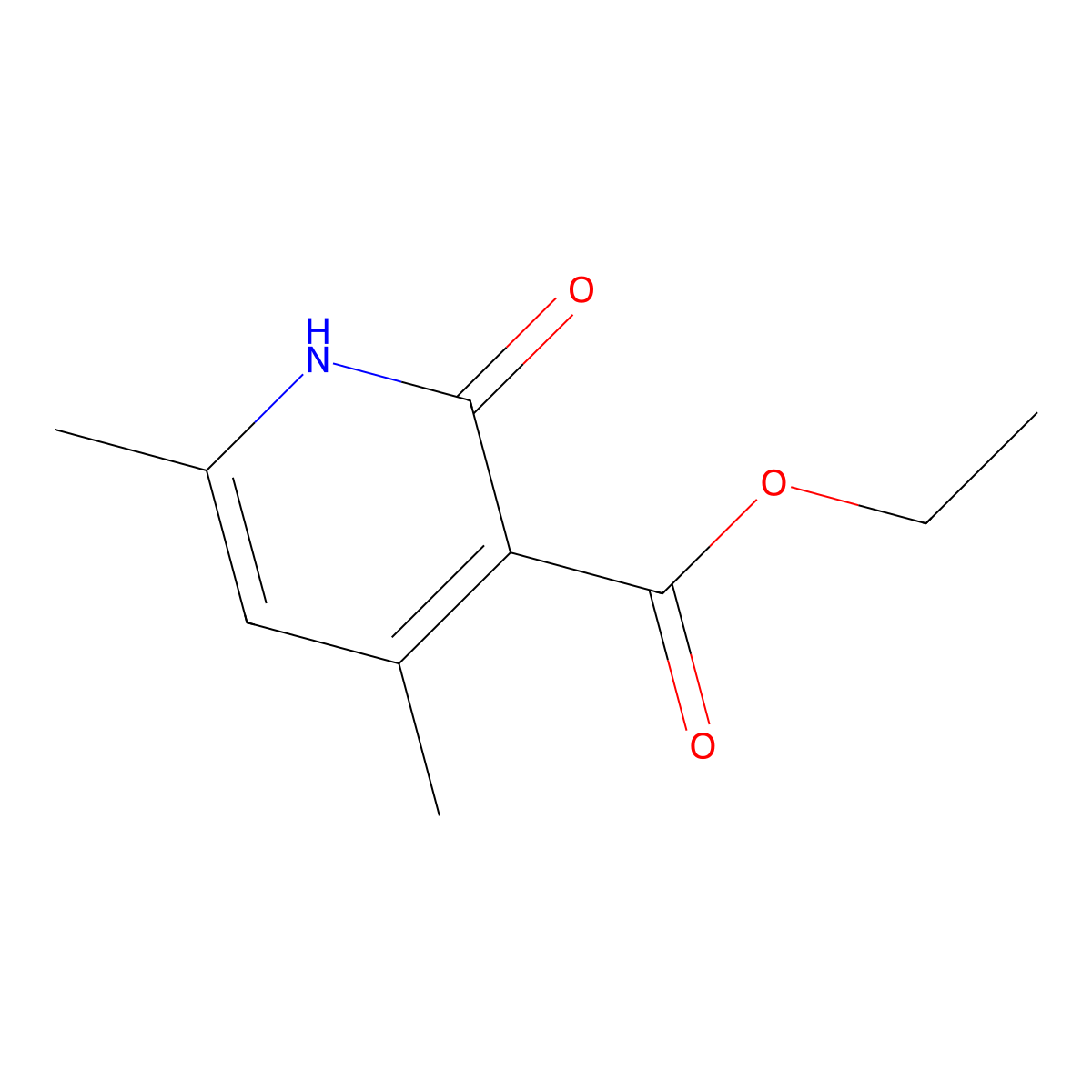 Ethyl 4,6-dimethyl-2-oxo-1,2-dihydropyridine-3-carboxylate molecular structure, CAS 16108-48-8
