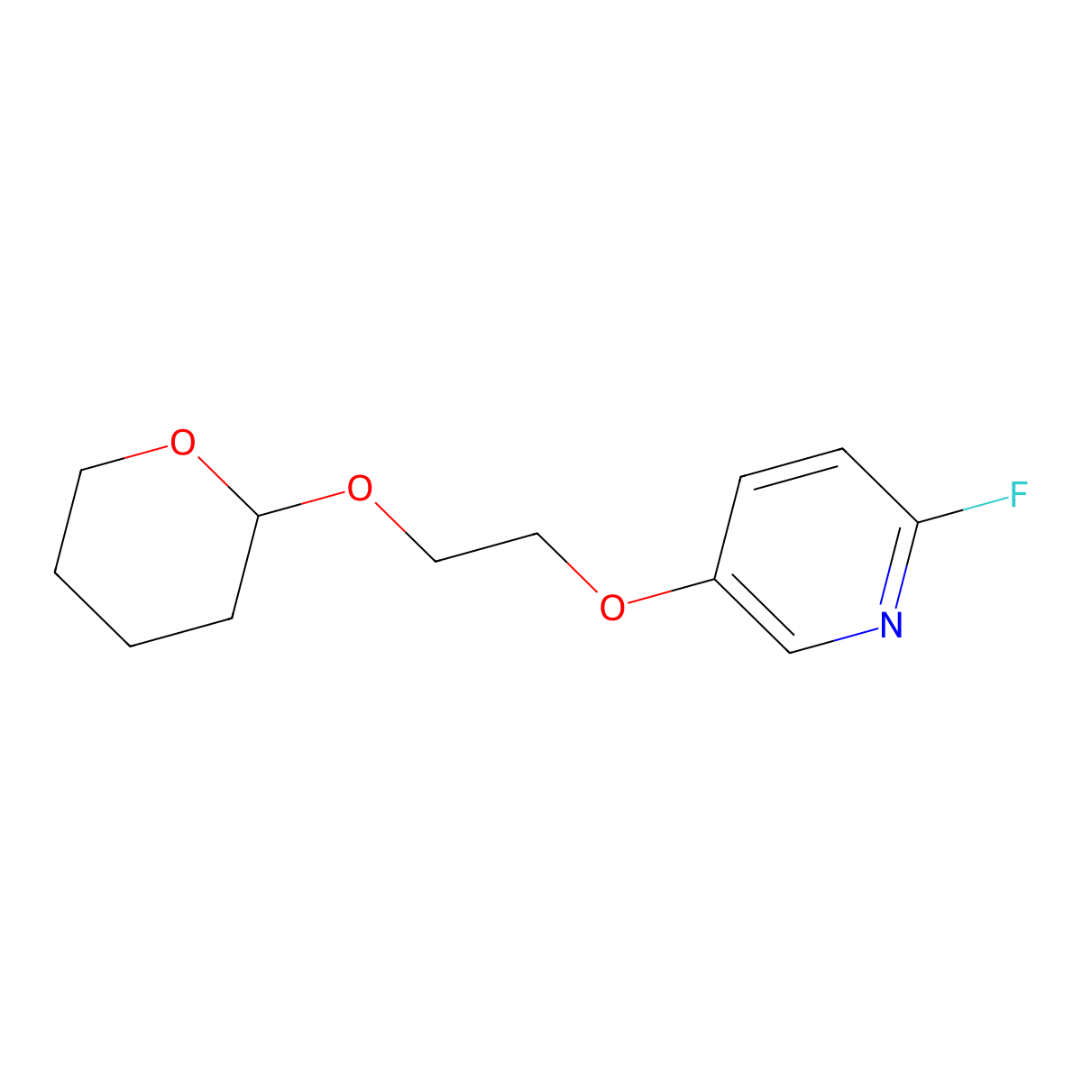 2-Fluoro-5-(2-tetrahydropyran-2-yloxyethoxy)pyridine molecular structure, CAS 1610802-53-3