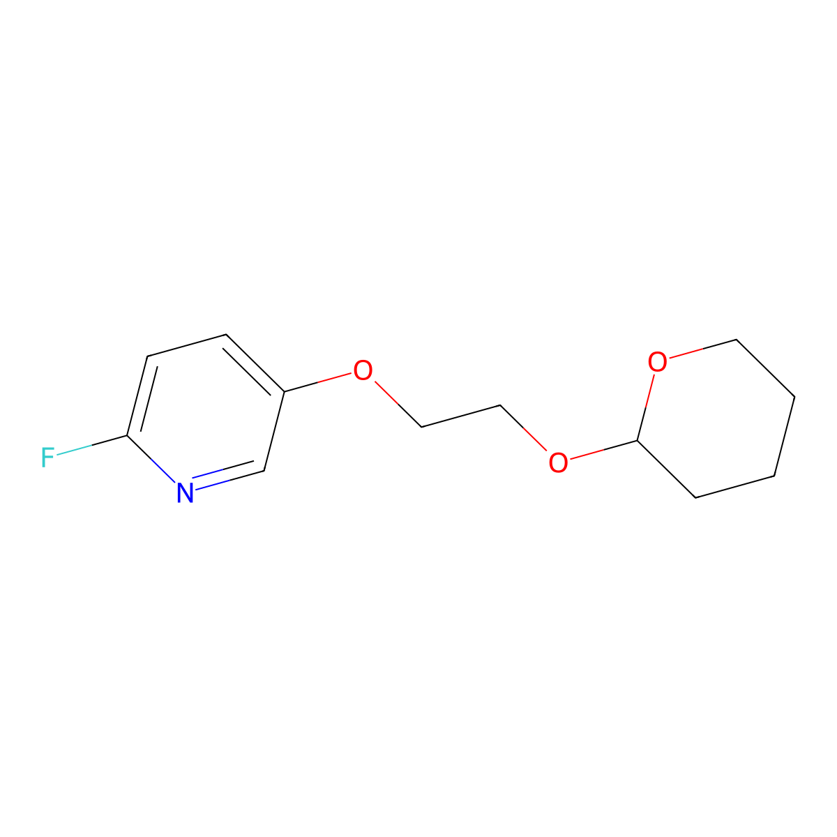 2-Fluoro-5-(2-tetrahydropyran-2-yloxyethoxy)pyridine molecular structure, CAS 1610802-53-3