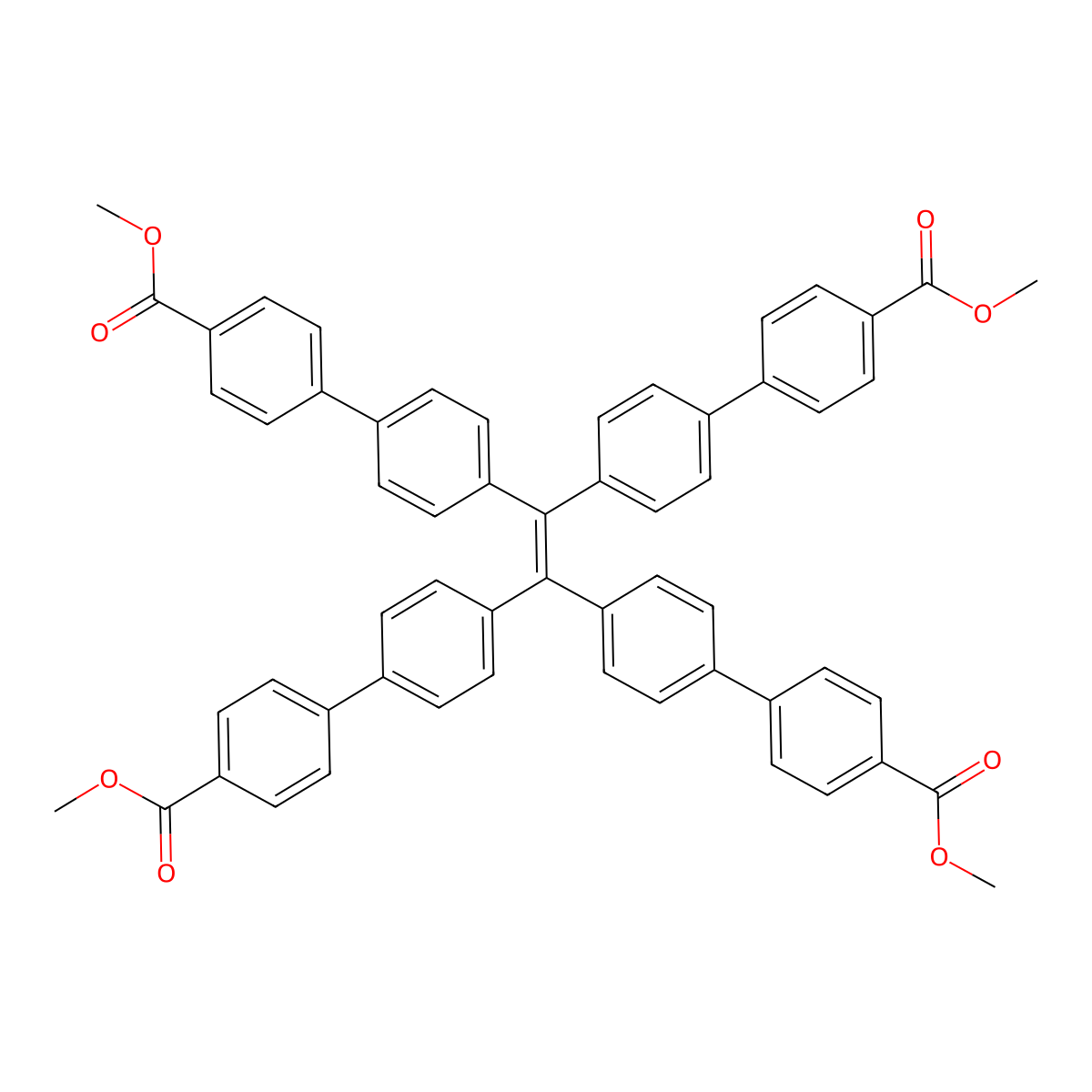 Tetramethyl 4',4''',4''''',4'''''''-(ethene-1,1,2,2-tetrayl)tetrakis([1,1'-biphenyl]-4-carboxylate) molecular structure, CAS 1610858-95-1