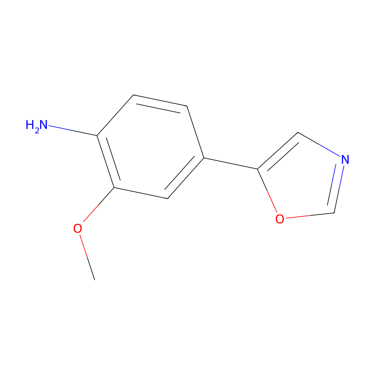 2-Methoxy-4-(5-oxazolyl)benzenamine molecular structure, CAS 1610875-36-9