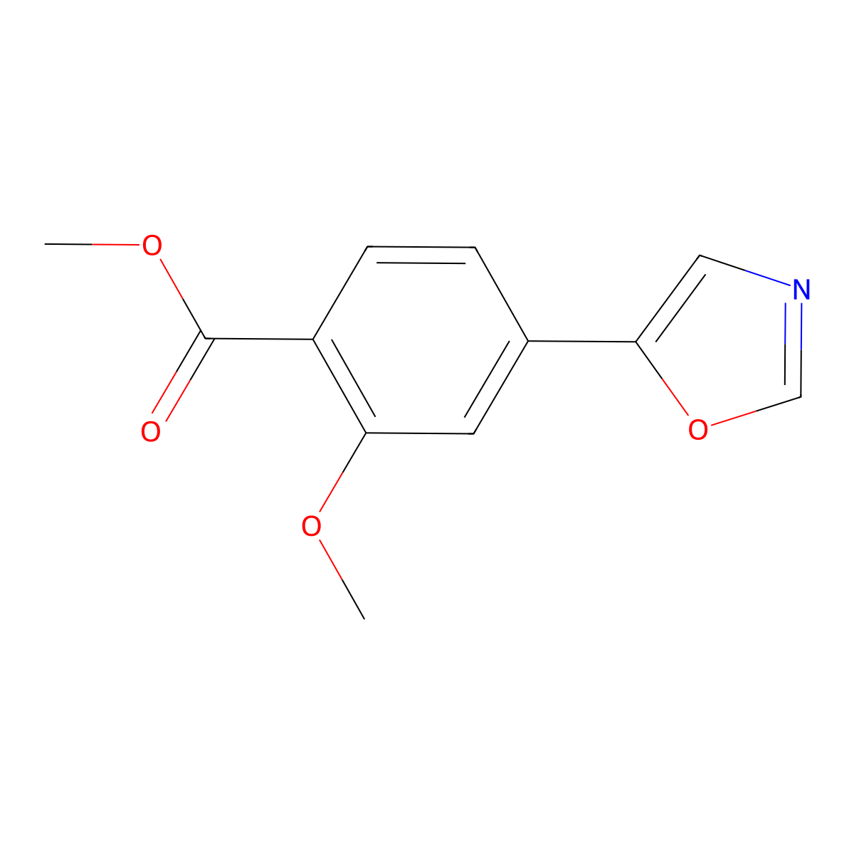 2-Methoxy-4-(5-oxazolyl)benzoic acid methyl ester molecular structure, CAS 1610875-37-0