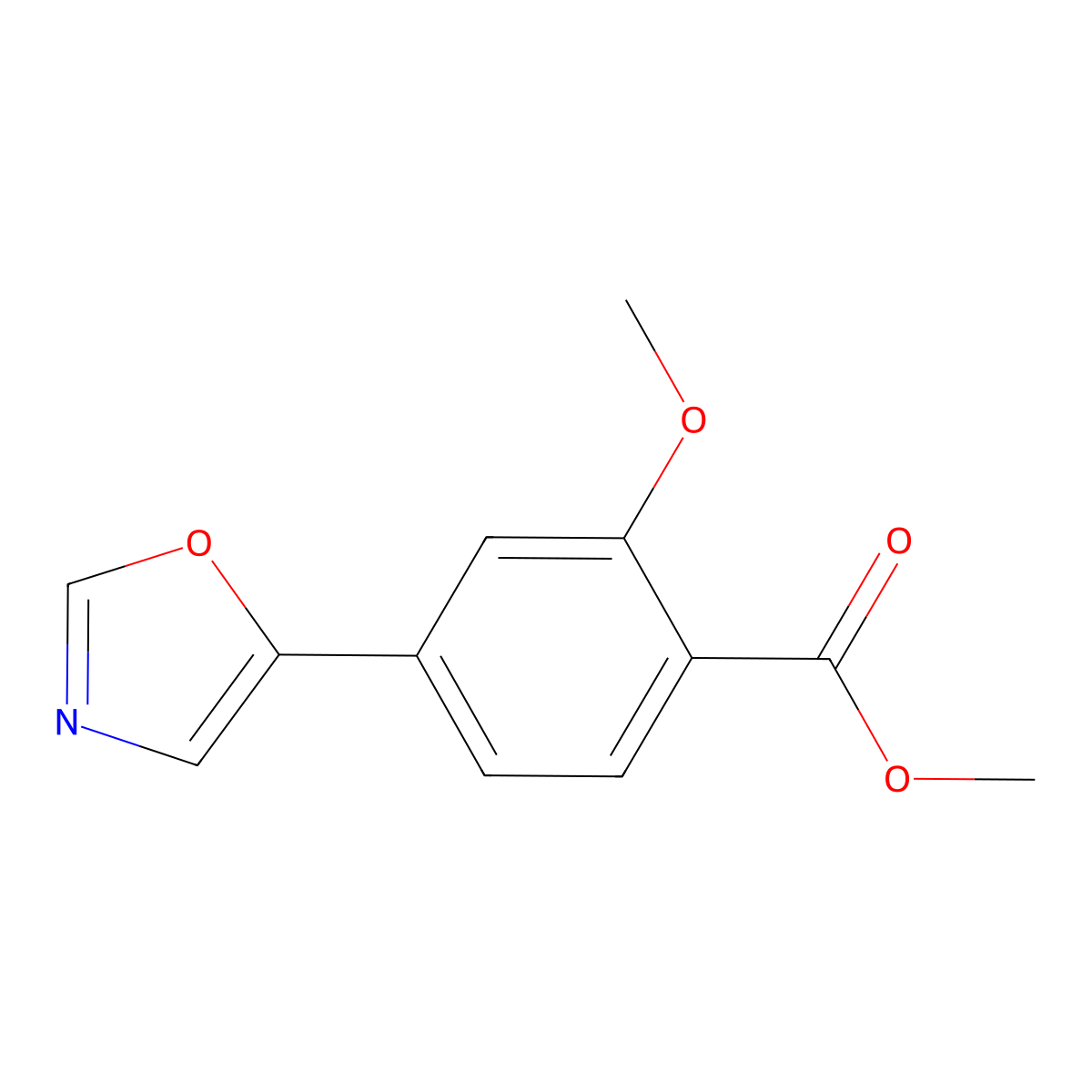 2-Methoxy-4-(5-oxazolyl)benzoic acid methyl ester molecular structure, CAS 1610875-37-0