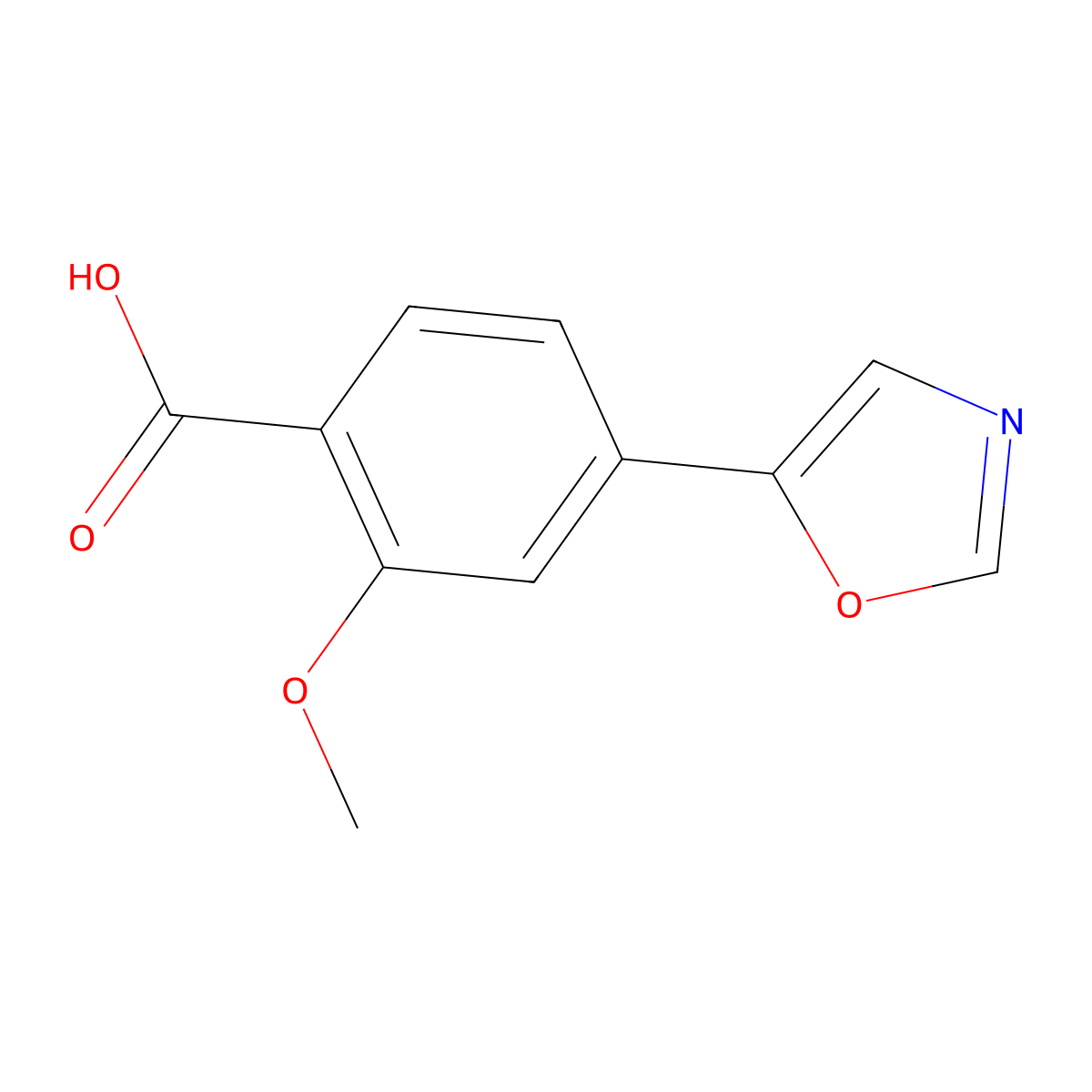 2-Methoxy-4-(5-oxazolyl)benzoic acid molecular structure, CAS 1610875-38-1