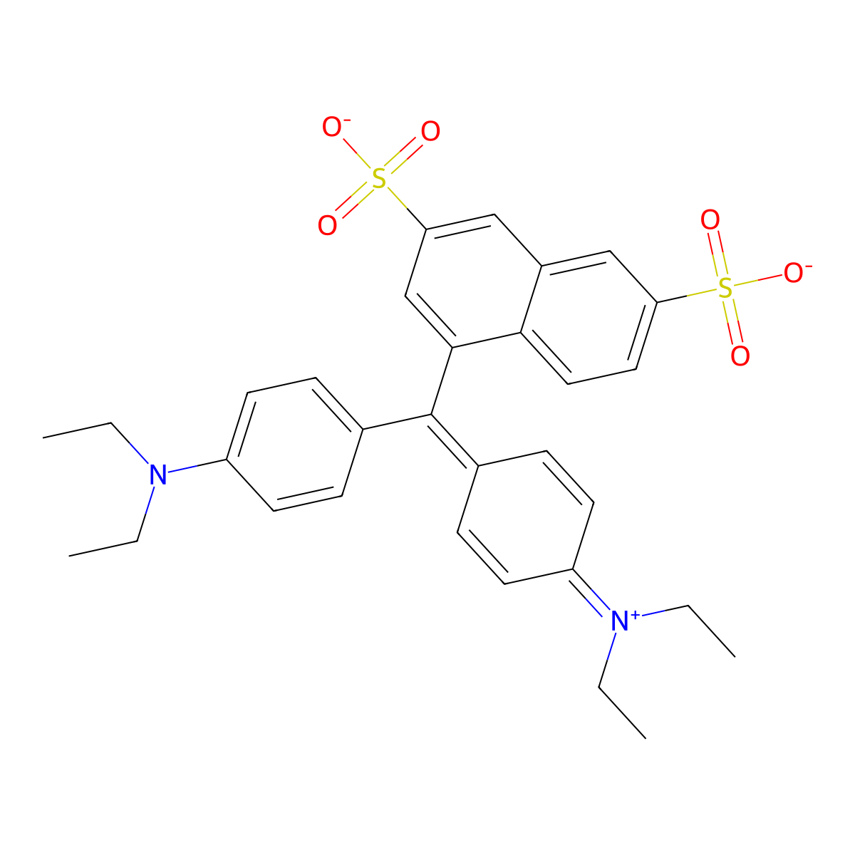 4-{[4-(Diethylamino)phenyl][4-(diethyliminio)cyclohexa-2,5-dien-1-ylidene]methyl}naphthalene-2,7-disulfonate molecular structure, CAS 16109-97-0