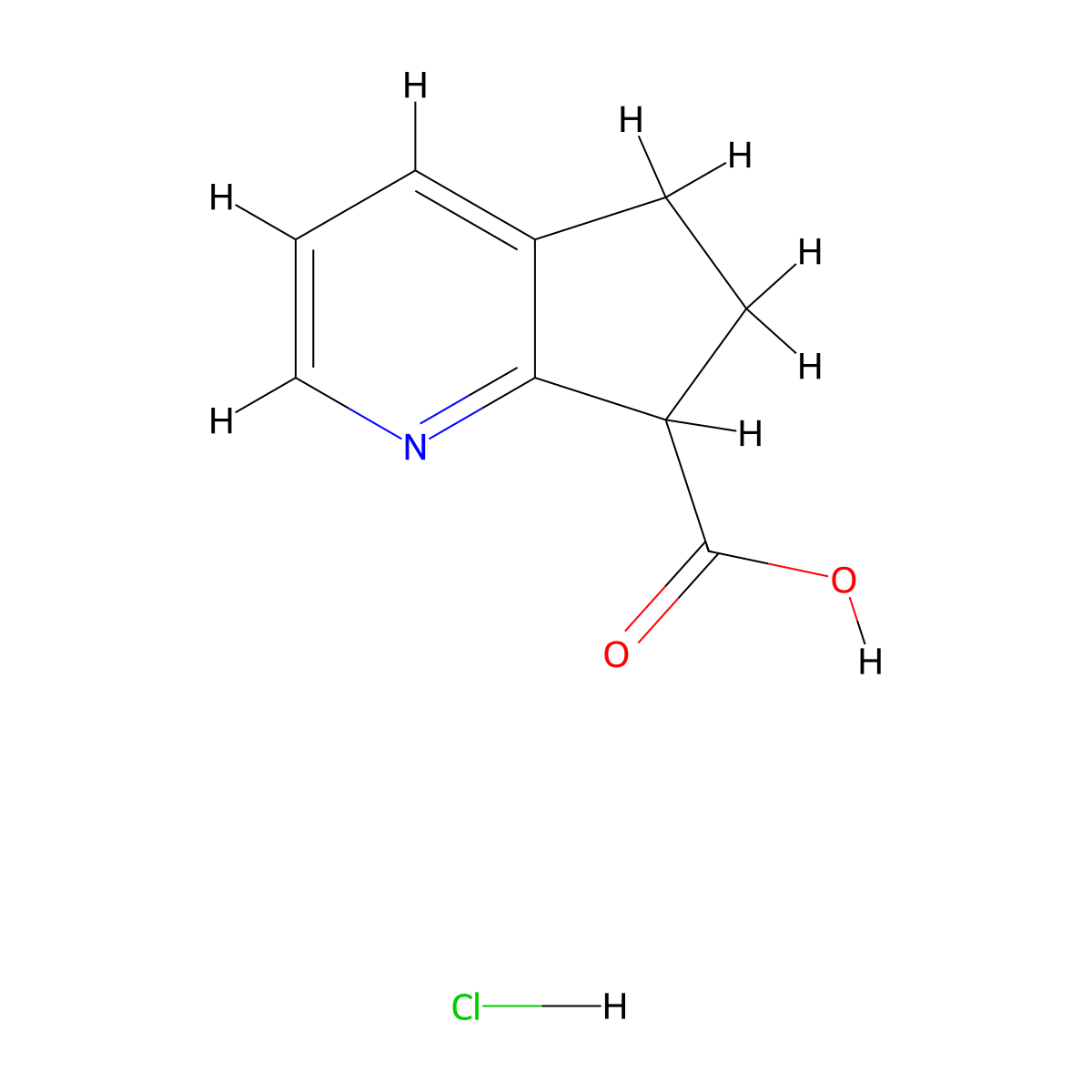 5H,6H,7H-cyclopenta[b]pyridine-7-carboxylic acid hydrochloride molecular structure, CAS 1610919-99-7