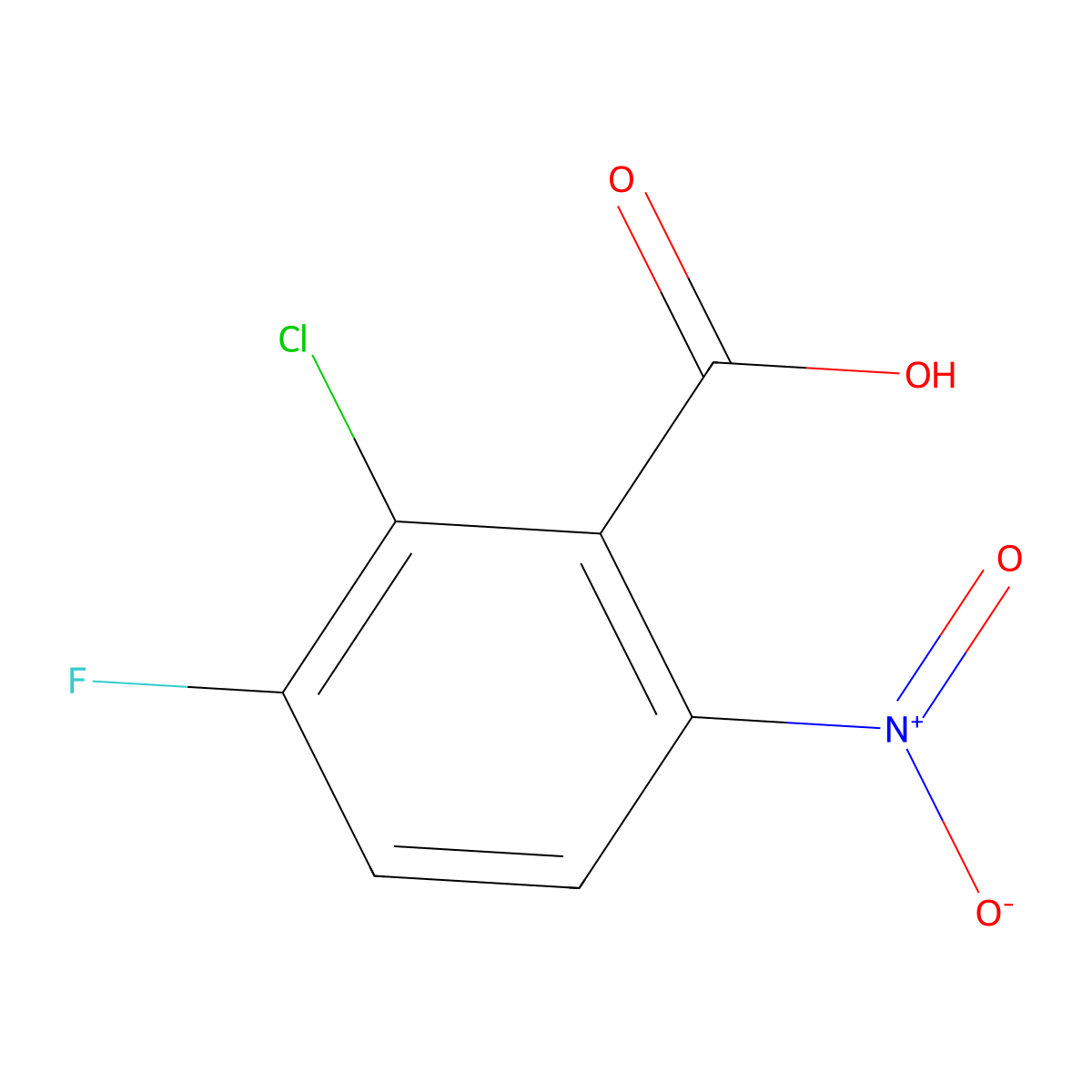 2-Chloro-3-fluoro-6-nitrobenzoic acid molecular structure, CAS 1610927-39-3