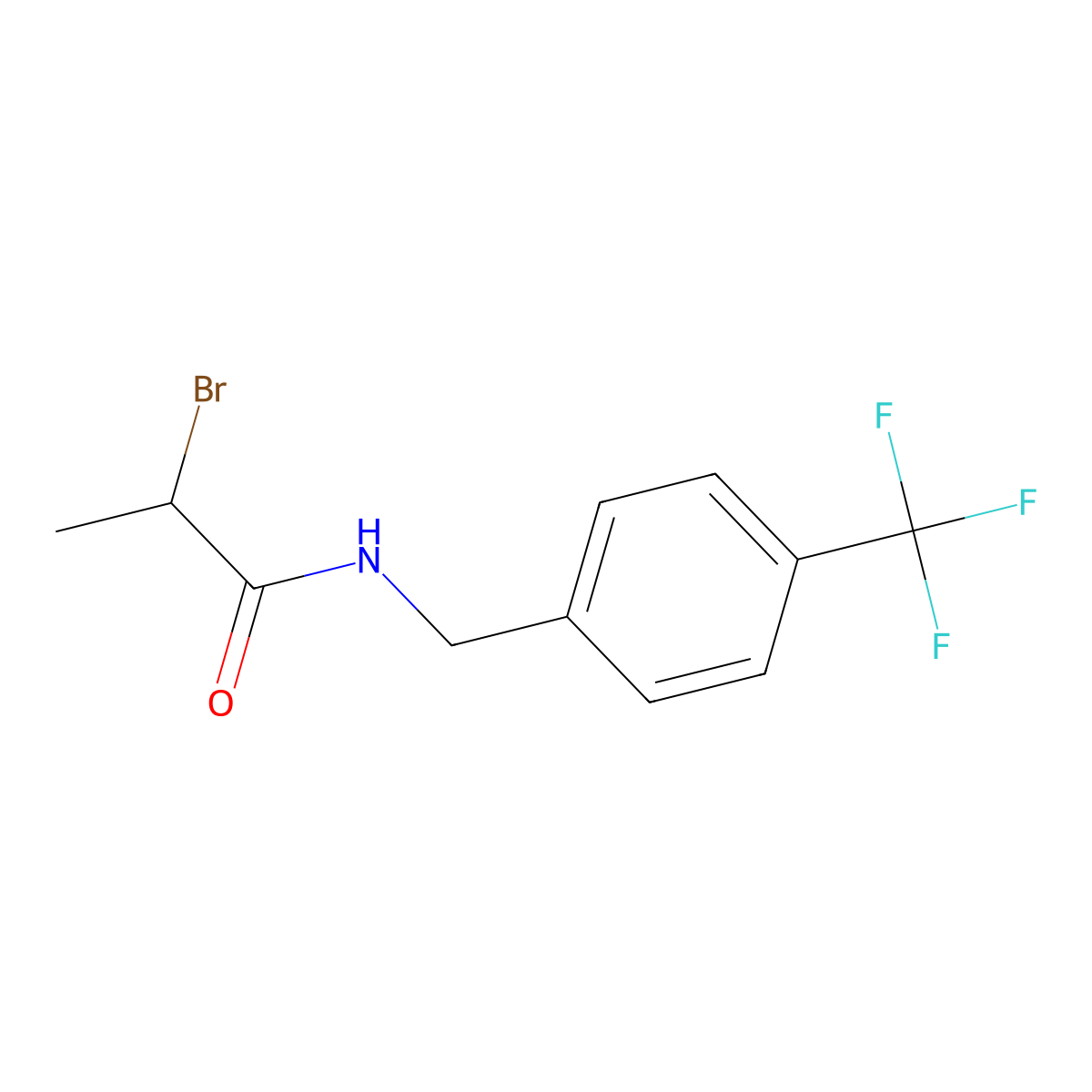 2-Bromo-N-[4-(trifluoromethyl)benzyl]propanamide molecular structure, CAS 1610949-24-0