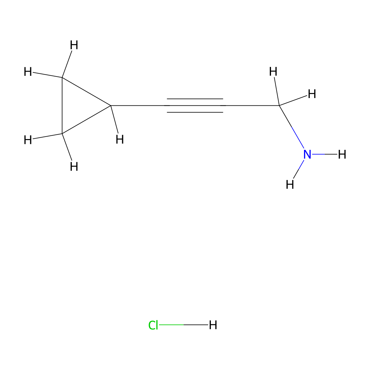 3-Cyclopropylprop-2-yn-1-amine hydrochloride molecular structure, CAS 1610970-44-9