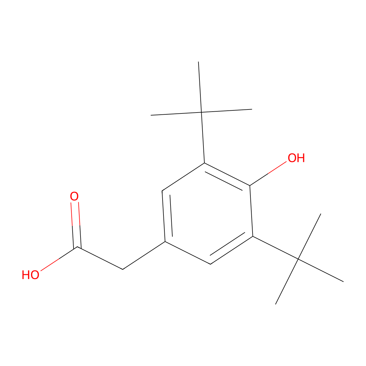 3,5-Bis(1,1-dimethylethyl)-4-hydroxybenzeneacetic acid molecular structure, CAS 1611-03-6