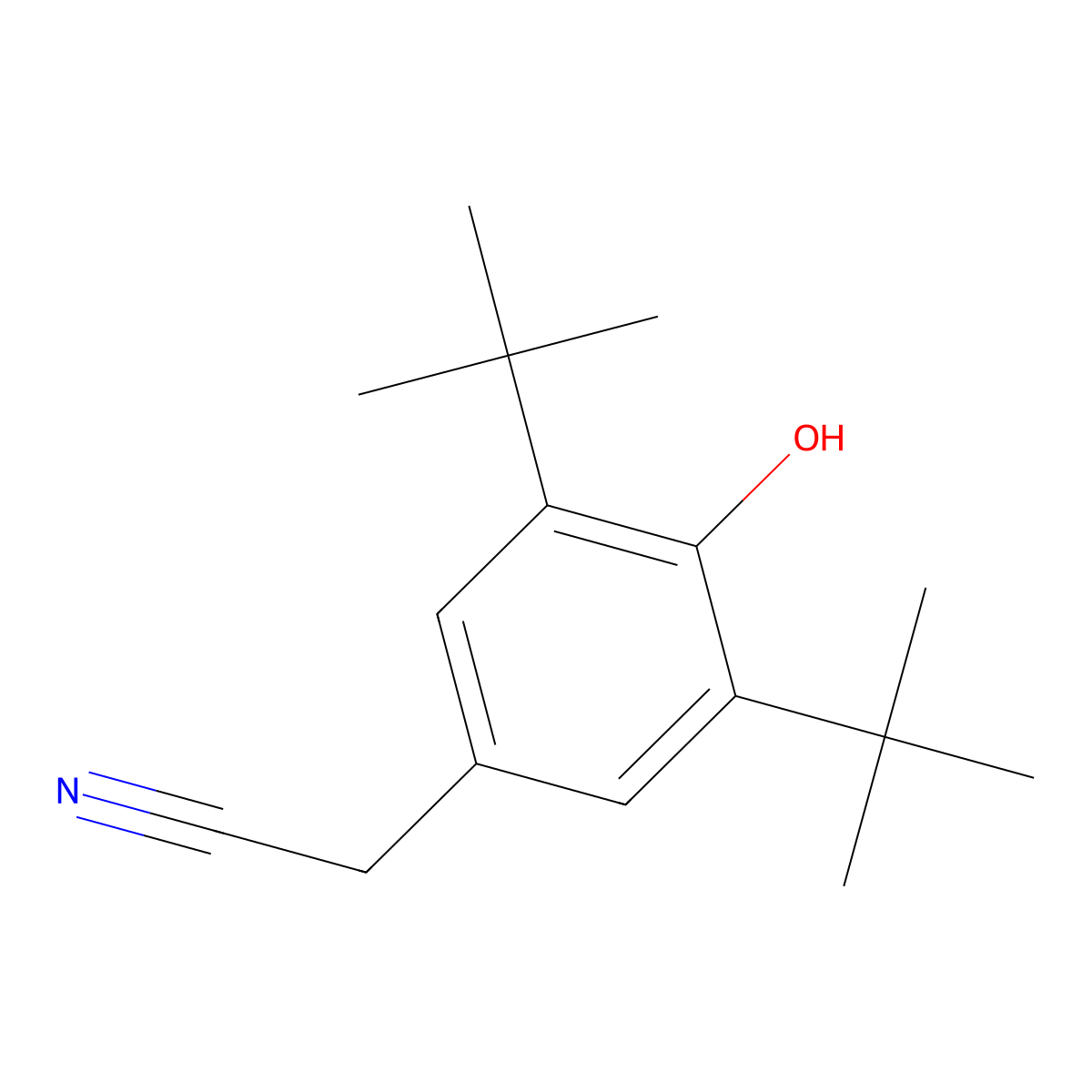 (3,5-Di-tert-butyl-4-hydroxyphenyl)acetonitrile molecular structure, CAS 1611-07-0
