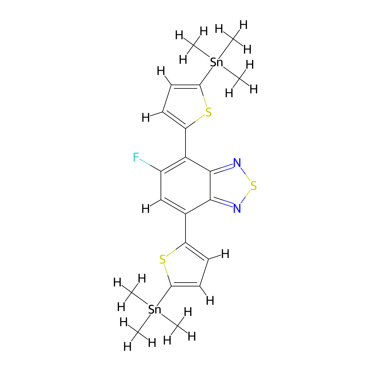 5-Fluoro-4,7-bis(5-(trimethylstannyl)thiophen-2-yl)benzo[c][1,2,5]thiadiazole molecular structure, CAS 1611002-56-2