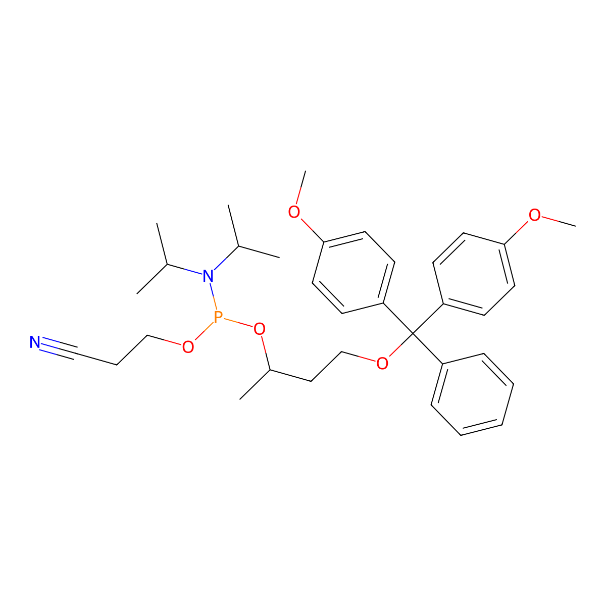 1-DMTr-3-(S)-butanediyl amidite molecular structure, CAS 161106-24-7