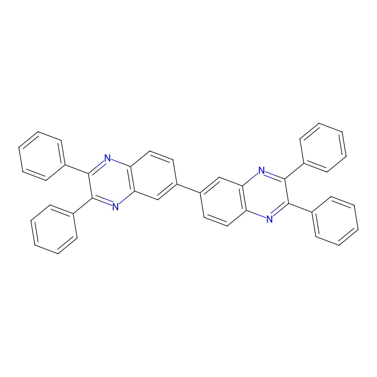 2,2',3,3'-Tetraphenyl-6,6'-biquinoxaline molecular structure, CAS 16111-01-6