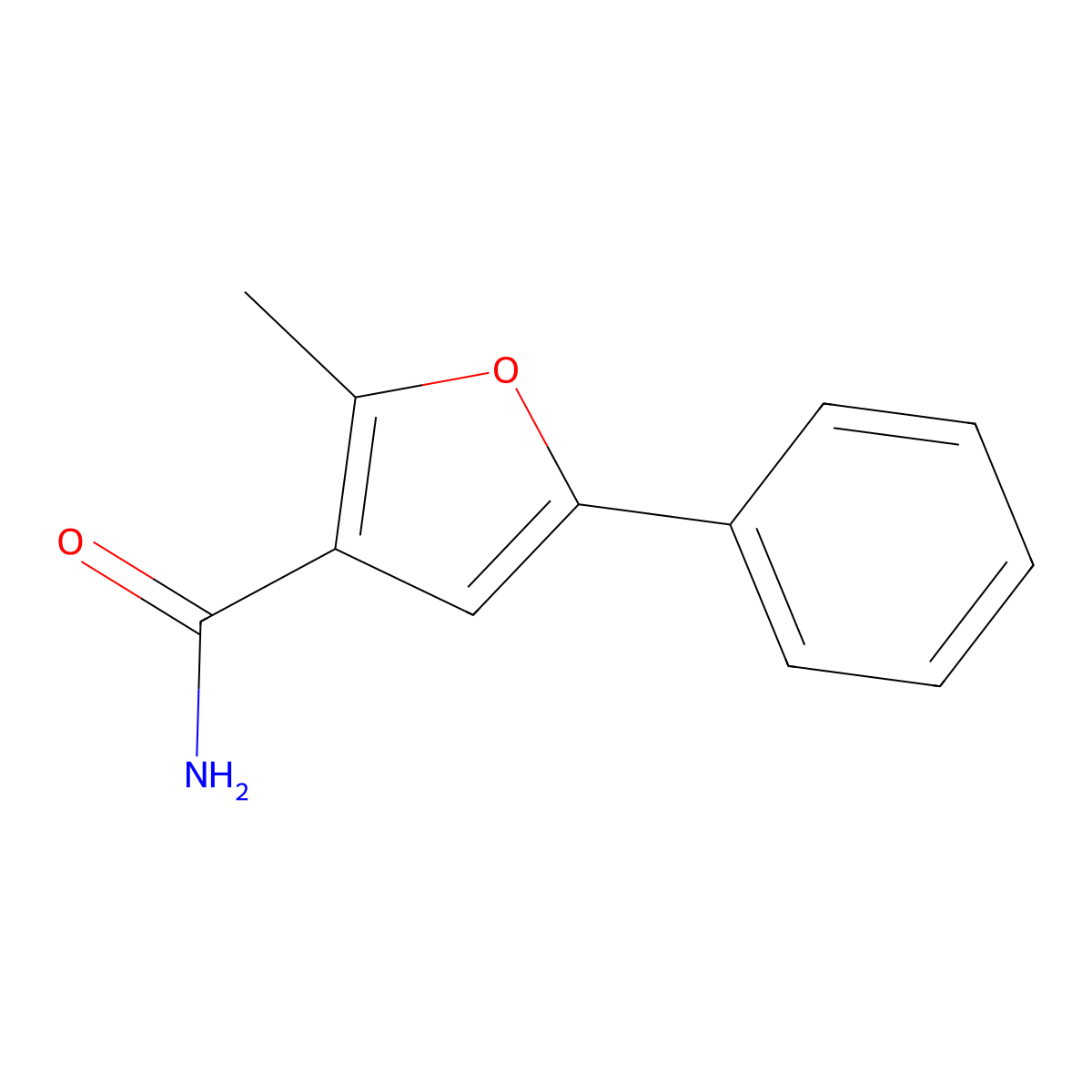 2-Methyl-5-phenylfuran-3-carboxylic acid amide molecular structure, CAS 161115-05-5