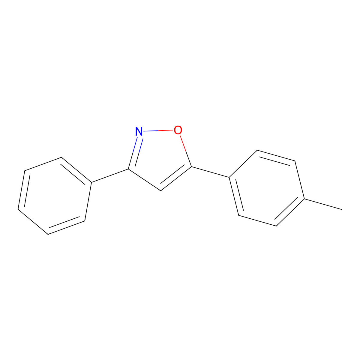 Isoxazole, 5-(4-methylphenyl)-3-phenyl- molecular structure, CAS 16112-19-9
