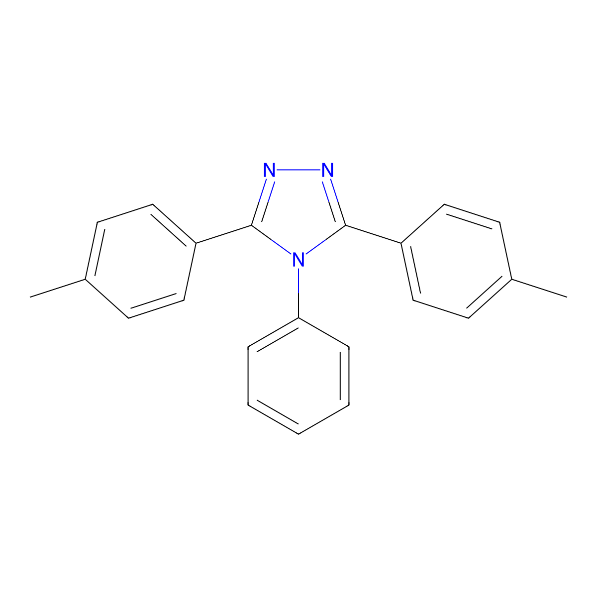 4H-1,2,4-Triazole, 3,5-bis(4-methylphenyl)-4-phenyl- molecular structure, CAS 16112-40-6