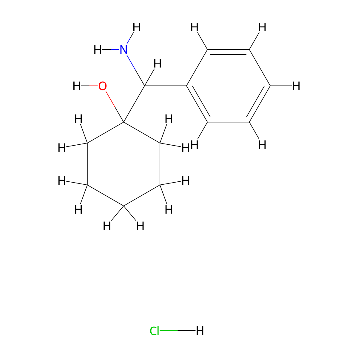 1-[Amino(phenyl)methyl]cyclohexan-1-ol hydrochloride molecular structure, CAS 16112-93-9