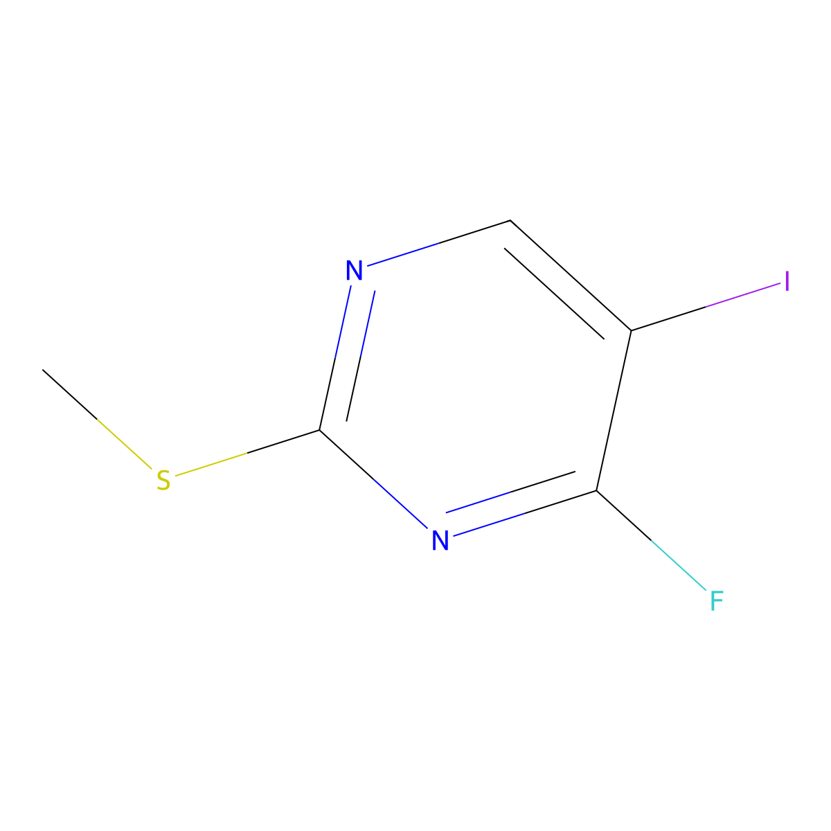 4-Fluoro-5-iodo-2-(methylsulfanyl)pyrimidine molecular structure, CAS 161124-05-6