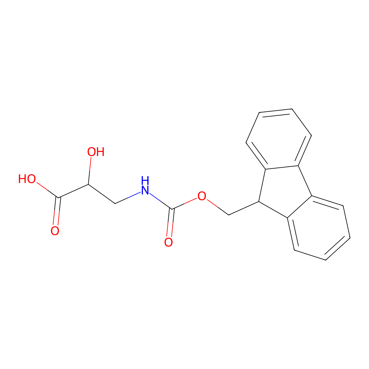 3-((((9H-Fluoren-9-yl)methoxy)carbonyl)amino)-2-hydroxypropanoic acid molecular structure, CAS 161125-36-6