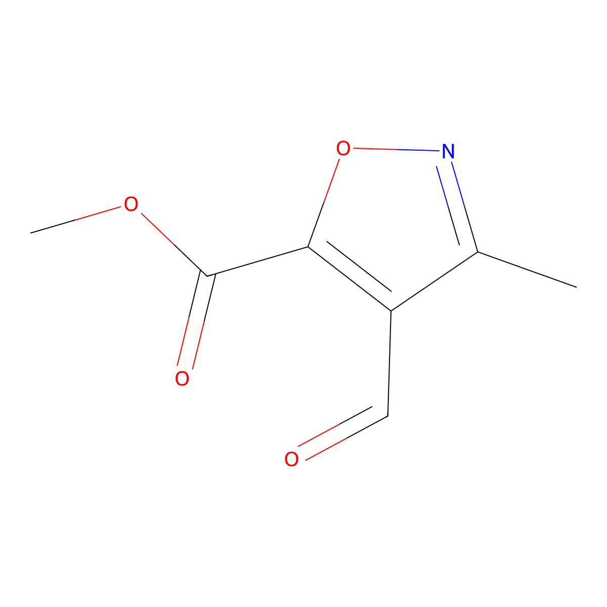 Methyl 4-formyl-3-methyl-1,2-oxazole-5-carboxylate molecular structure, CAS 161126-53-0