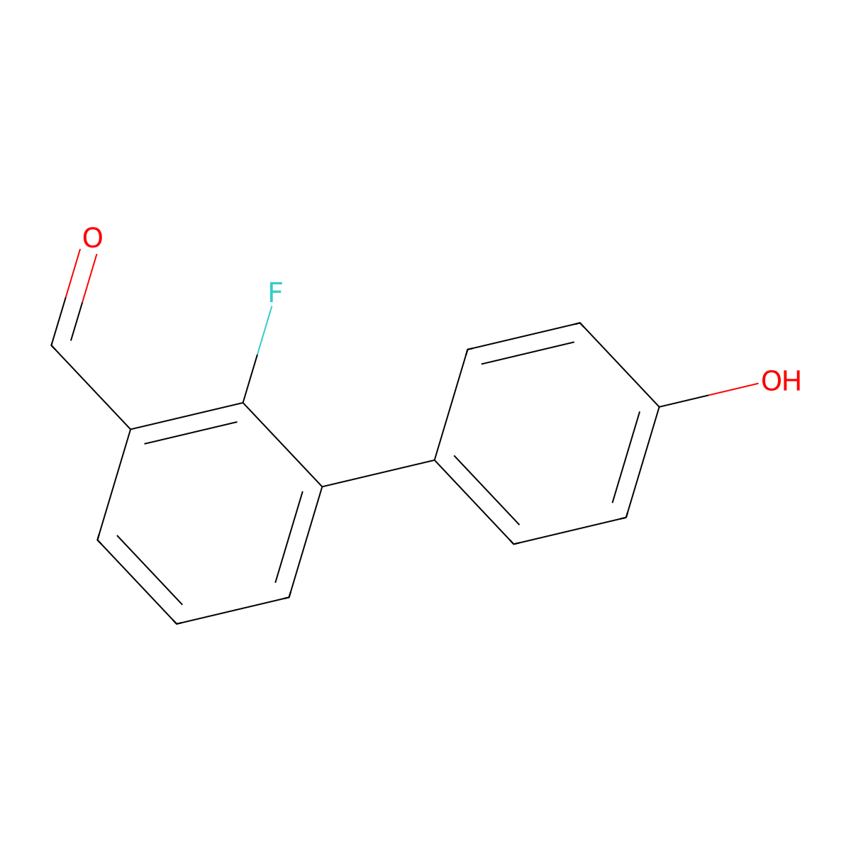 2-Fluoro-4'-hydroxy-[1,1'-biphenyl]-3-carbaldehyde molecular structure, CAS 1611443-83-4