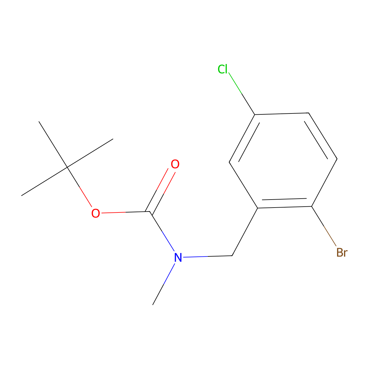 tert-butyl N-[(2-bromo-5-chlorophenyl)methyl]-N-methylcarbamate molecular structure, CAS 1611444-64-4