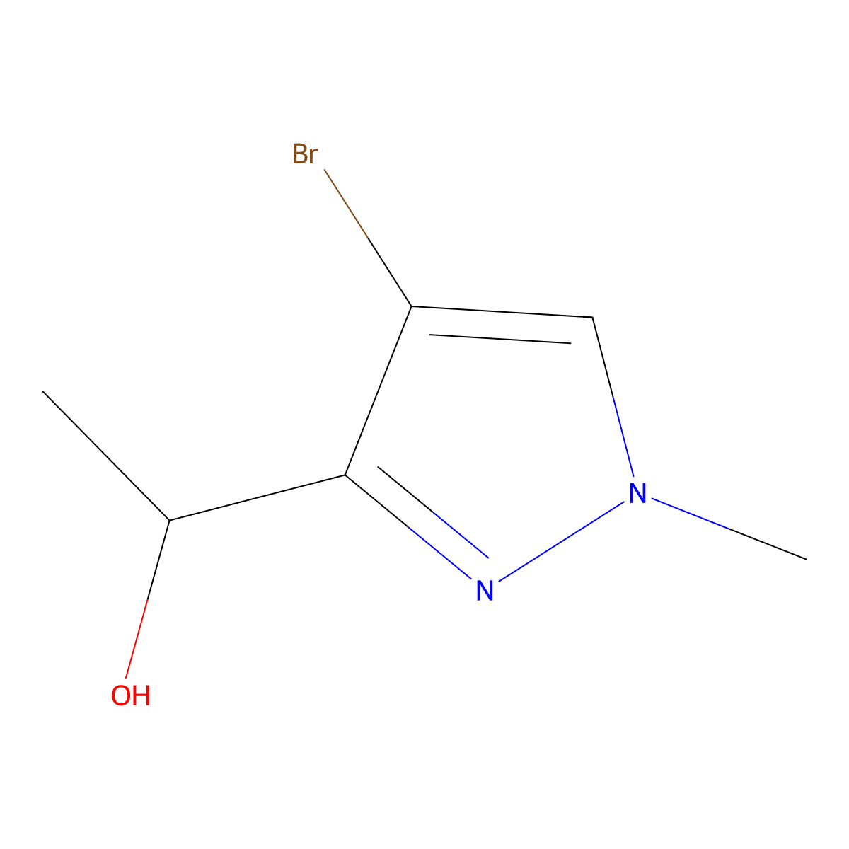 1-(4-bromo-1-methyl-1H-pyrazol-3-yl)ethan-1-ol molecular structure, CAS 1611453-17-8