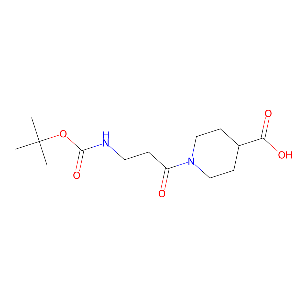 1-(3-{[(Tert-butoxy)carbonyl]amino}propanoyl)piperidine-4-carboxylic acid molecular structure, CAS 1611481-74-3