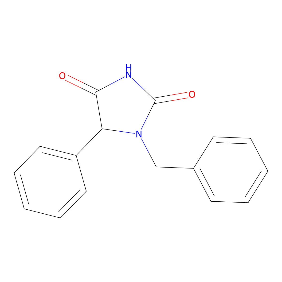 1-Benzyl-5-phenylimidazolidine-2,4-dione molecular structure, CAS 16116-46-4