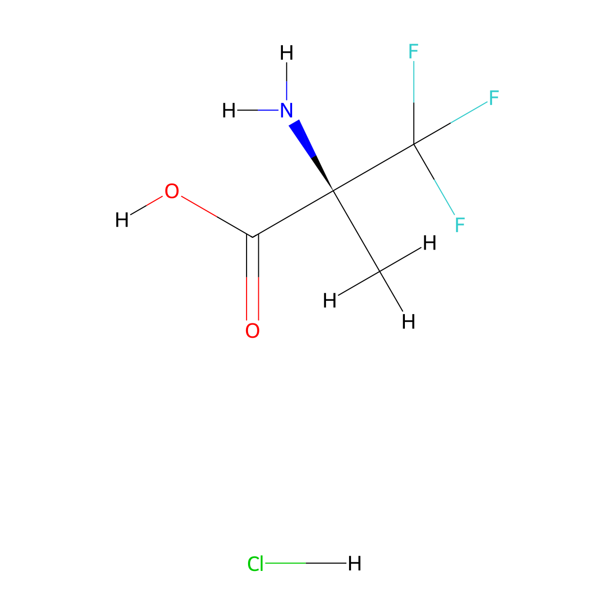 (2S)-2-amino-3,3,3-trifluoro-2-methylpropanoic acid hydrochloride molecular structure, CAS 161168-51-0