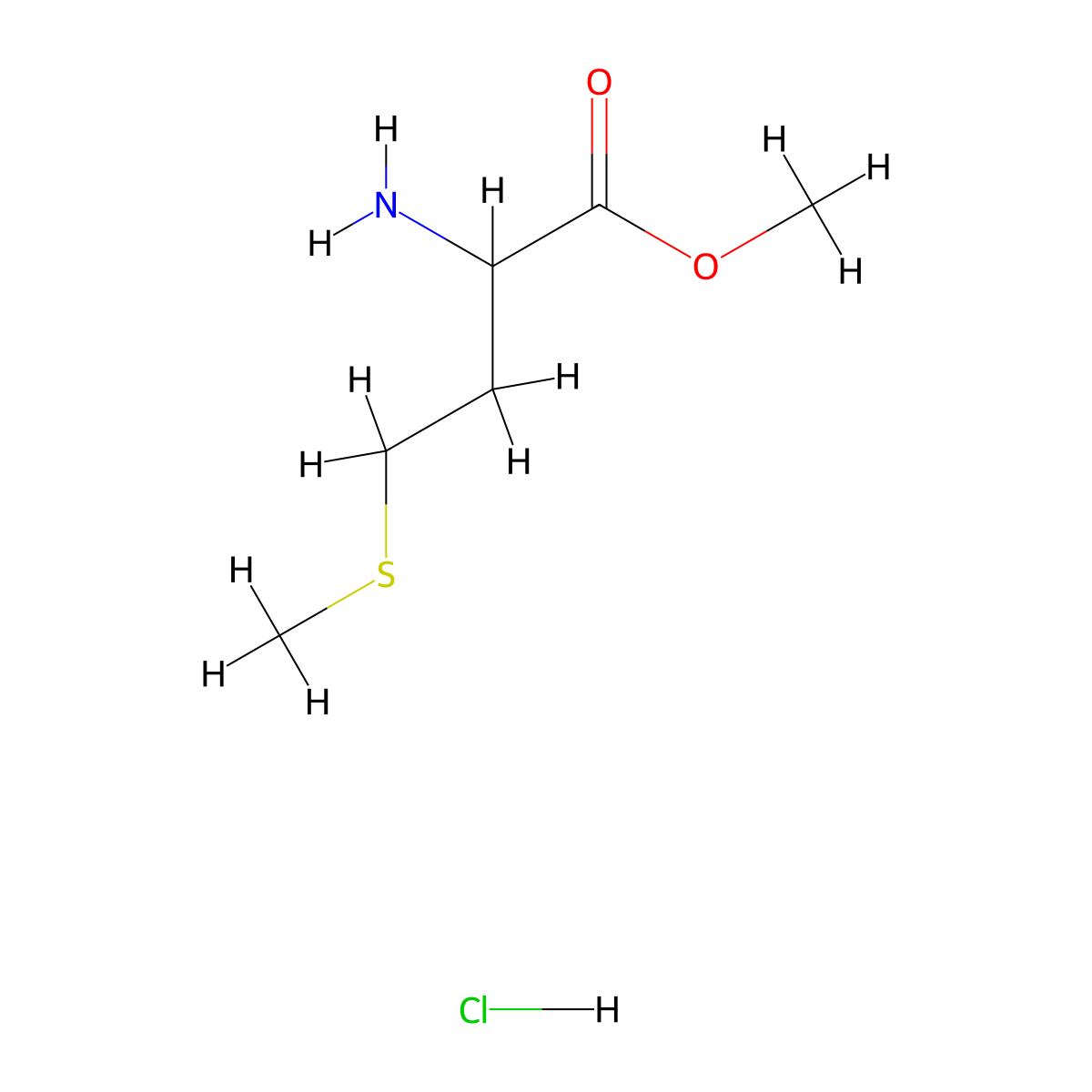 Methionine, methyl ester, hydrochloride (1:1) molecular structure, CAS 16118-36-8