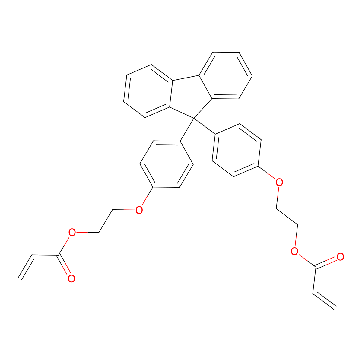 ((9H-Fluorene-9,9-diyl)bis((4,1-phenylene)oxy)ethane-2,1-diyl) diprop-2-enoate molecular structure, CAS 161182-73-6