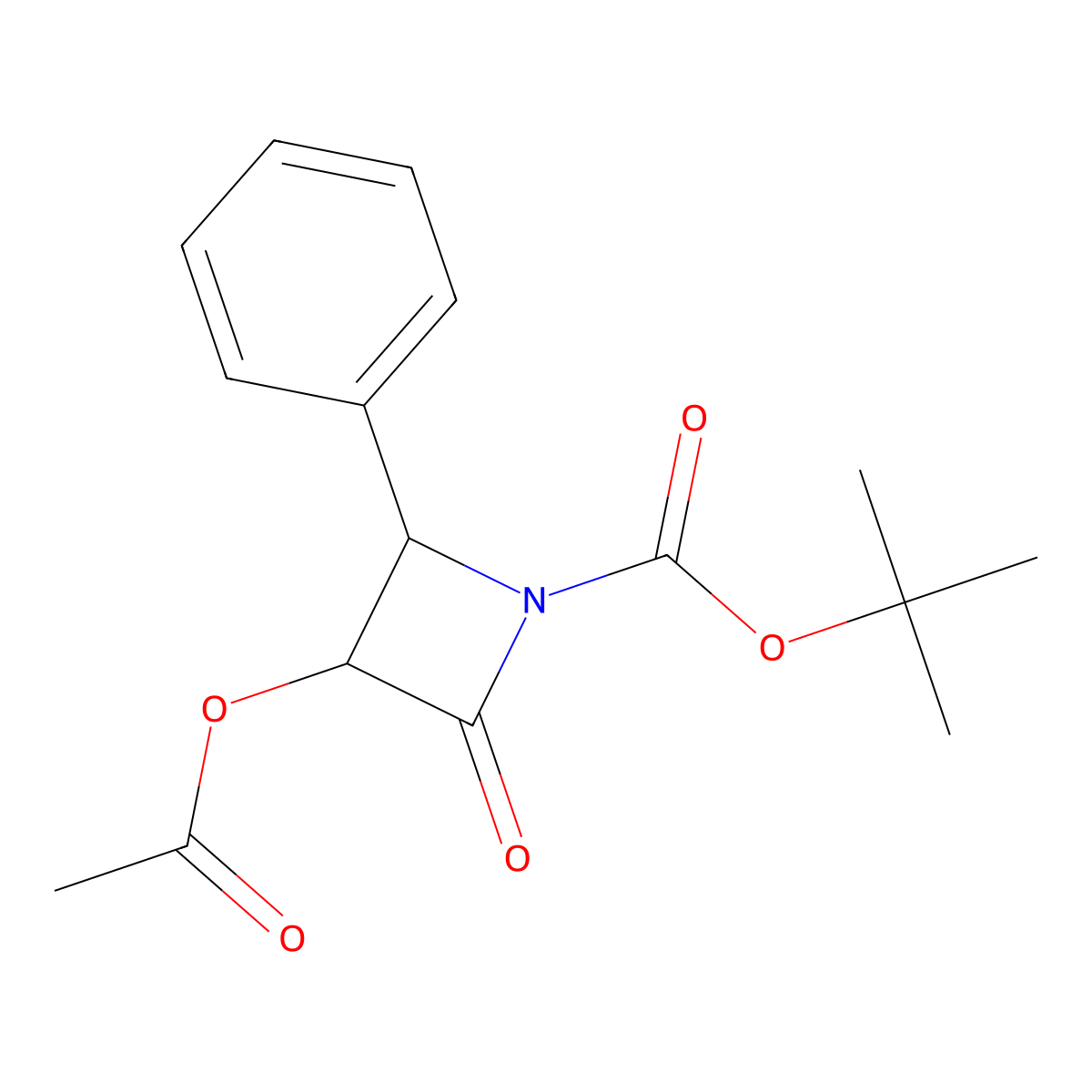 (3R,4S)-Tert-butyl 3-acetoxy-2-oxo-4-phenylazetidine-1-carboxylate molecular structure, CAS 161183-22-8