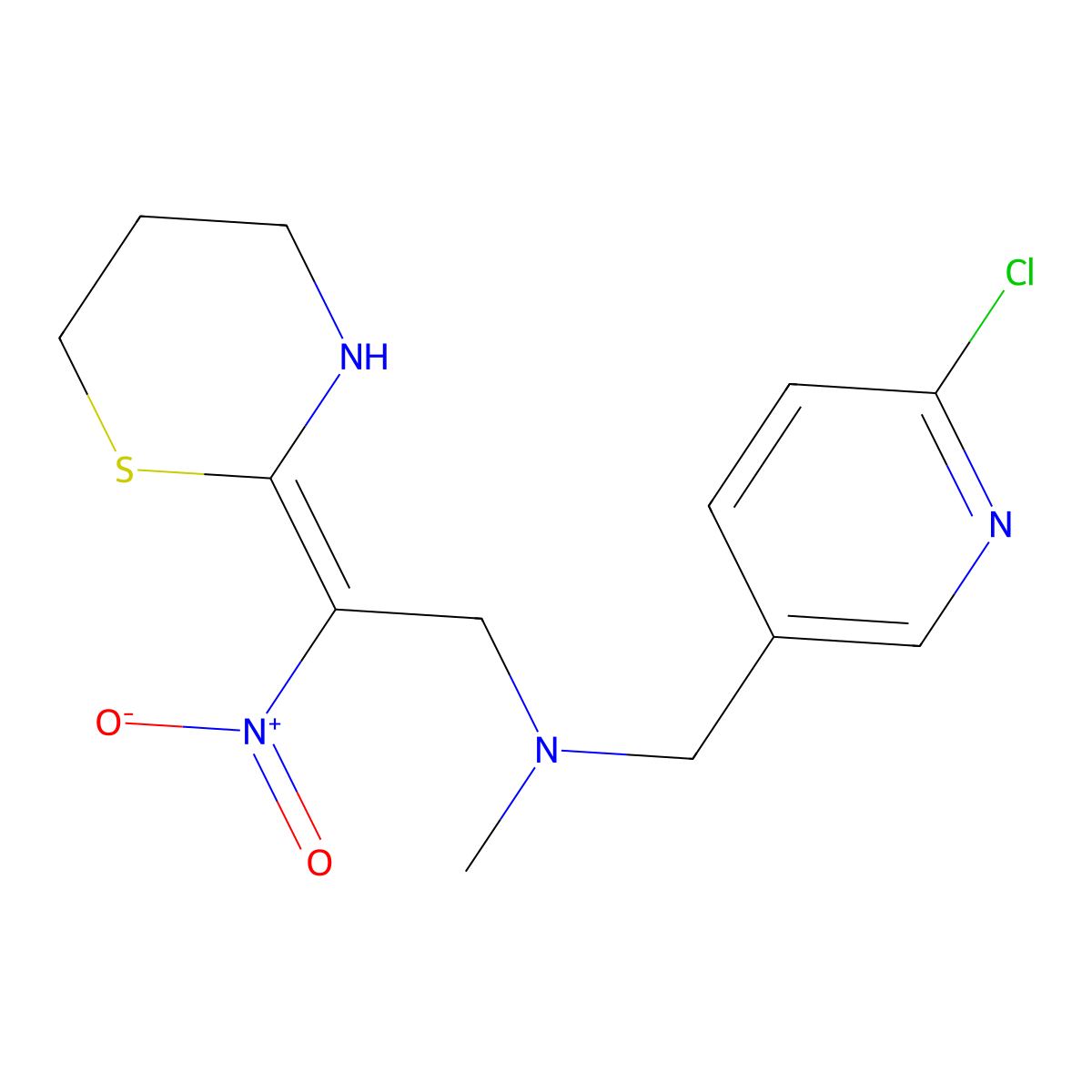 N-[(6-chloro-3-pyridinyl)methyl]-N-methyl-2-nitro-2-(1,3-thiazinan-2-yliden)-1-ethanamine molecular structure, CAS 161184-79-8