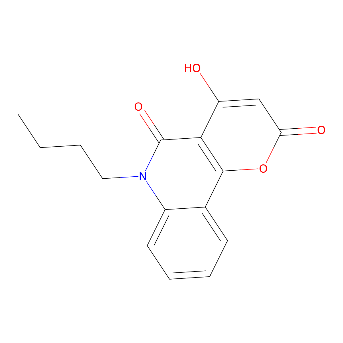 6-butyl-4-hydroxy-2H-pyrano[3,2-c]quinoline-2,5(6H)-dione molecular structure, CAS 161185-27-9