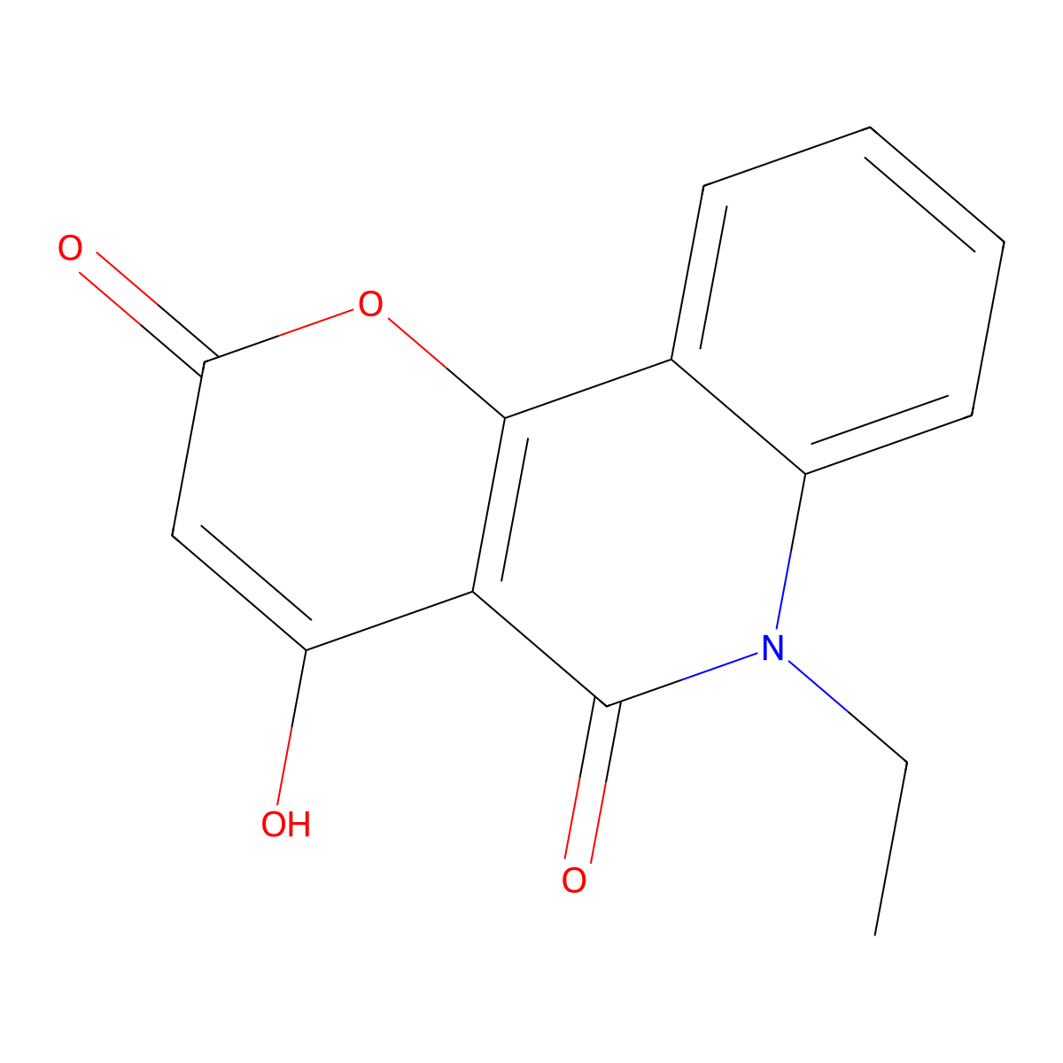 6-ethyl-4-hydroxy-2H-pyrano[3,2-c]quinoline-2,5(6H)-dione molecular structure, CAS 161185-28-0