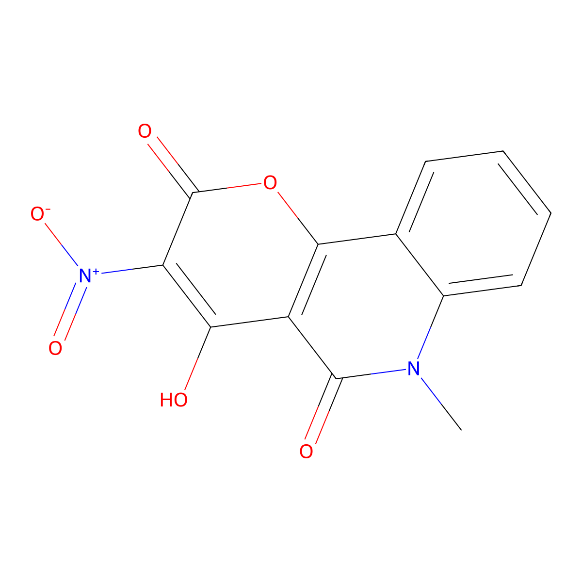 4-hydroxy-6-methyl-3-nitro-2H-pyrano[3,2-c]quinoline-2,5(6H)-dione molecular structure, CAS 161185-52-0