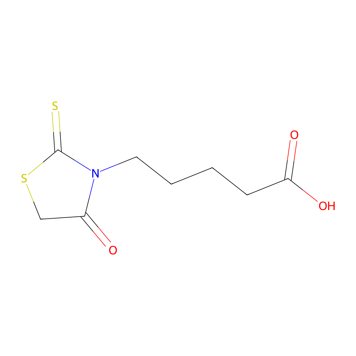 5-(4-oxo-2-sulfanylidene-1,3-thiazolidin-3-yl)pentanoic Acid molecular structure, CAS 161192-22-9
