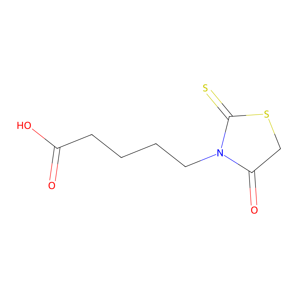 5-(4-oxo-2-sulfanylidene-1,3-thiazolidin-3-yl)pentanoic Acid molecular structure, CAS 161192-22-9