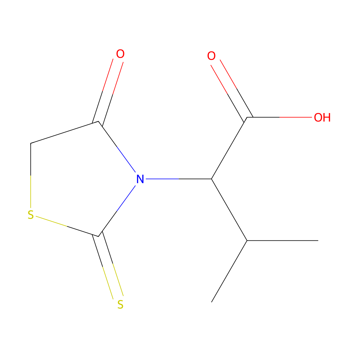 3-Methyl-2-(4-oxo-2-thioxothiazolidin-3-yl)butanoic acid molecular structure, CAS 161192-26-3