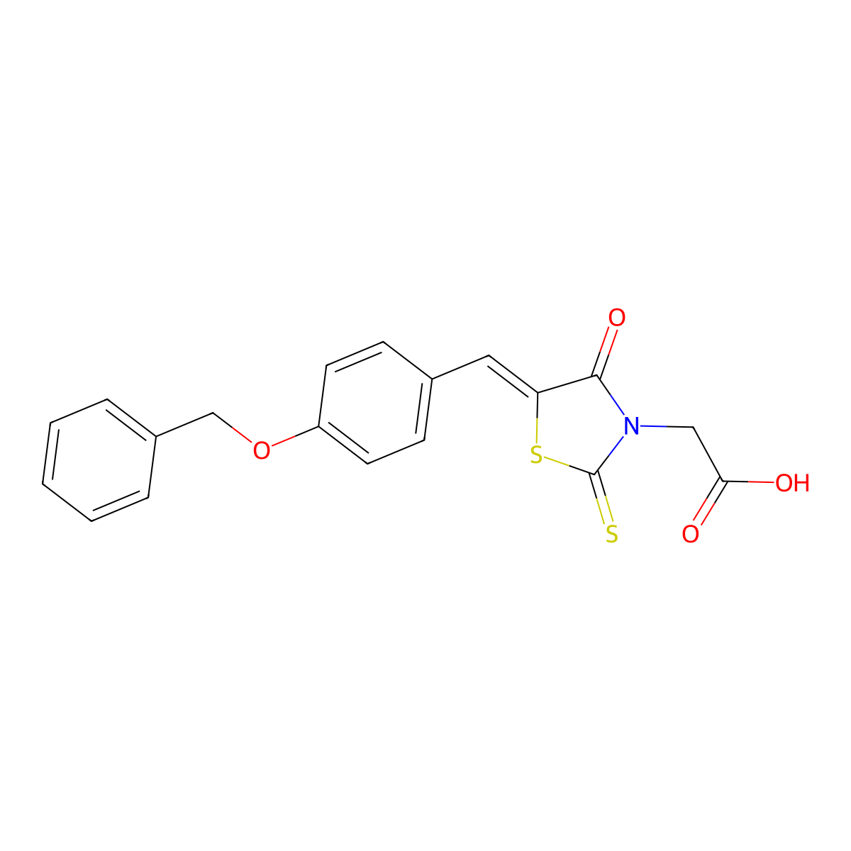 4-Oxo-5-[[4-(phenylmethoxy)phenyl]methylene]-2-thioxo-3-thiazolidineacetic acid molecular structure, CAS 161192-39-8